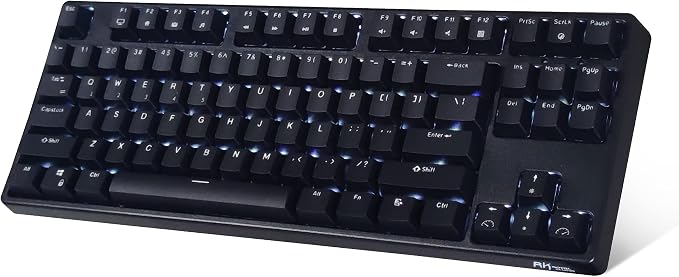 rk987 机械键盘 87 键 白色 led 背光游戏键盘 红色开关 有线/无线